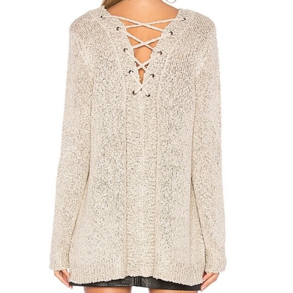 WORN ONCE GREY sequin sweater w/crisscross details - Picture 5 of 5